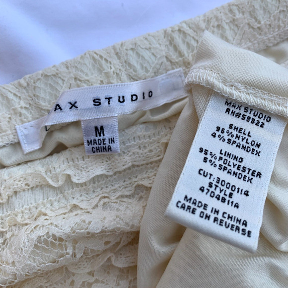 Max Studio Lace Prairie Cottage Skirt M L Maxi 38" Ivory Romantic Feminine Lined - Picture 3 of 8